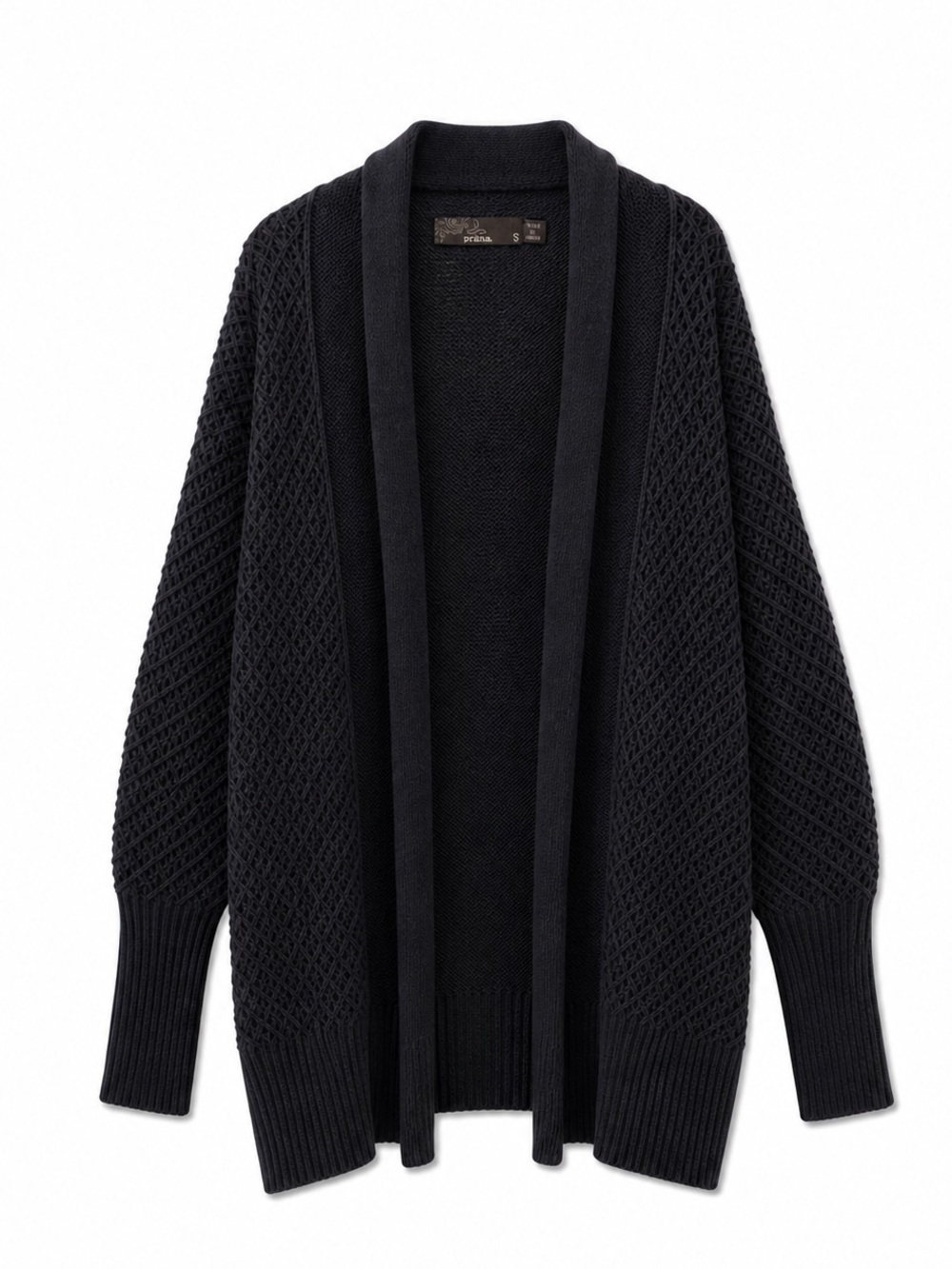 Prana Black Open-Knit Cardigan